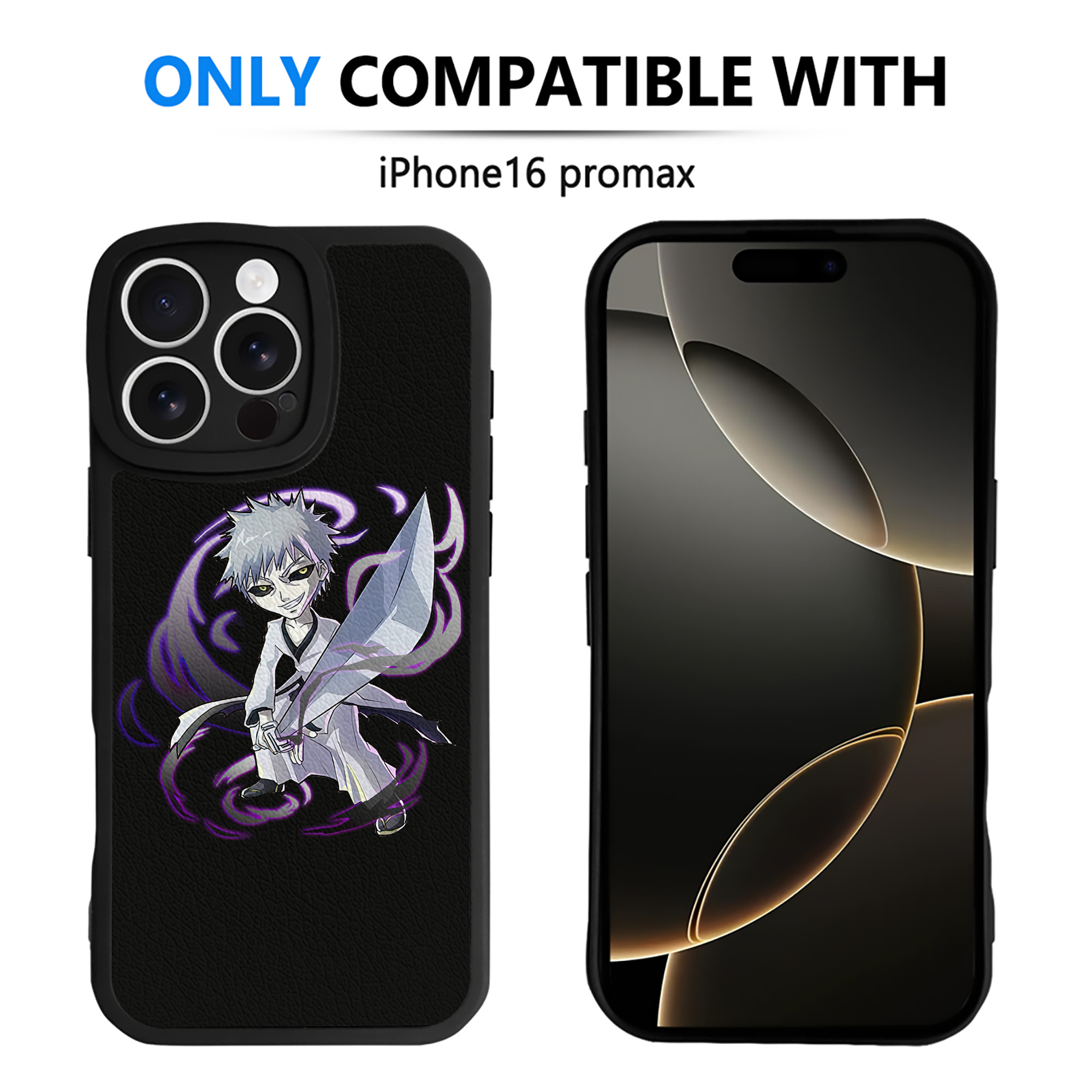 （画像用） ブリーチ 黒崎一護（くろさき いちご）BLEACH Kurosaki Ichigo 【iPhone 16シリーズ対応】シリコンスマホケース（レザー調） 材質：シリコン